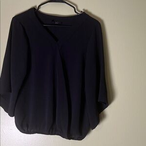 Ariella Black V-Neck Blouse flat sleeve size M